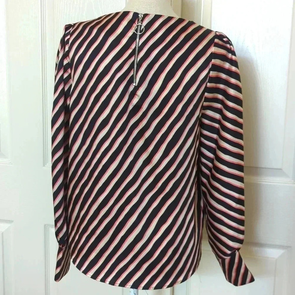 MNG Suit Black, cream and pink Striped Blouse - Picture 4 of 6